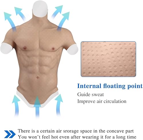 Miniatura 3 de YIQI Pecho muscular de silicona realista masculino pecho chaleco abdominal muscular simulación piel silicona suave