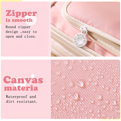 Image of iSuperb Big Capacity Pencil Case Large Pencil Pouch Portable Pen Bag with 2 Compartments Pink Pen Organizer for School Teen Girls Women