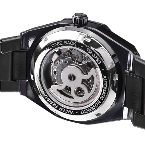 Image of FORSINING Vintage Watch for Men Engraved Automatic Self-Wind Mechanical Big Dial Luminous Moon Phase Golden Hollow Tattoo Pattern Wrist Watches, Mechanical