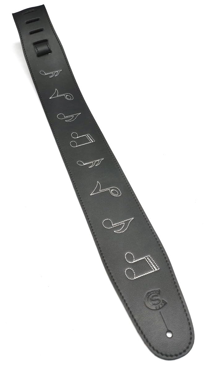 Custom Style Tracolla chitarra e basso con occhielli nickel similpelle vegana nera T8101