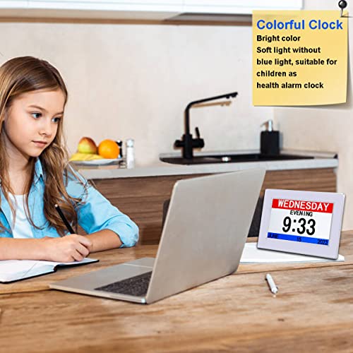 Ainftime CXSM-00-07 Clock With Day And Date For Elderly-3 Colors Display Digital Calendar Alarm Clock Dementia Alzheimers Clock thumb #3