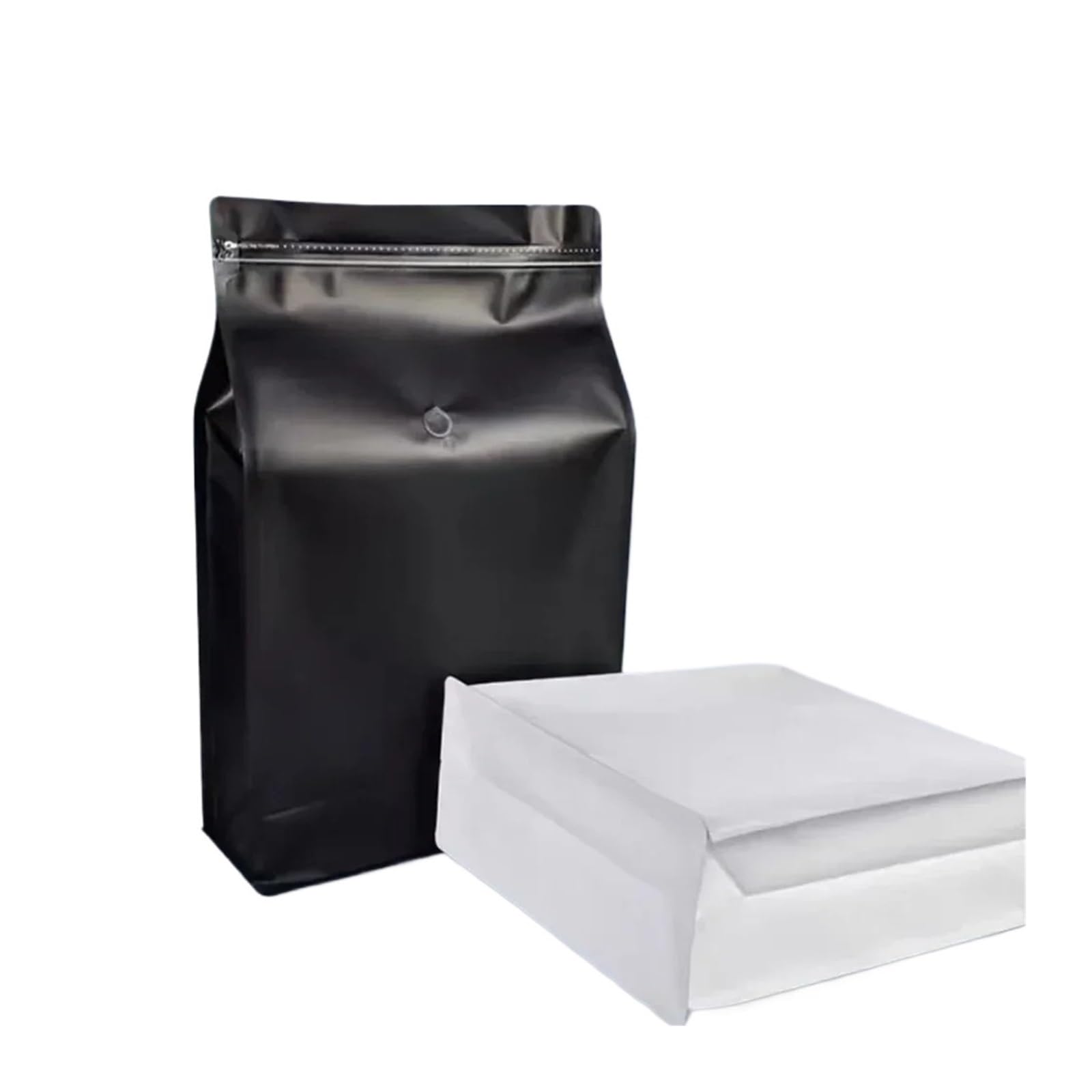 Torby na kawę z zaworem, Torebki na kawę z. Czarne 10 szt. 5 kg, zamykana zamek folia aluminiowa płaskim dnem