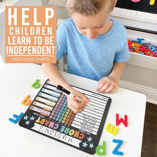 Image of Hadley Designs Magnetic Chore Chart for Kids Multiple Kids - Dry Erase Family Chore Chart for Fridge, Weekly Chores Checklist Kid, Behavior Charts for Home, Classroom Chalk Chores Board in School