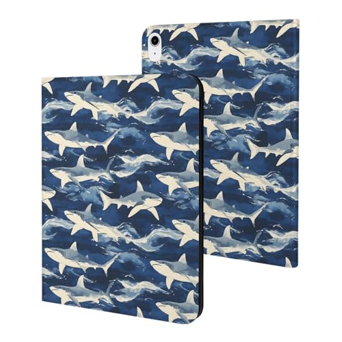 Etui iPad A16 11 2025 fine coque protection motif requin bleu avec smart cover
