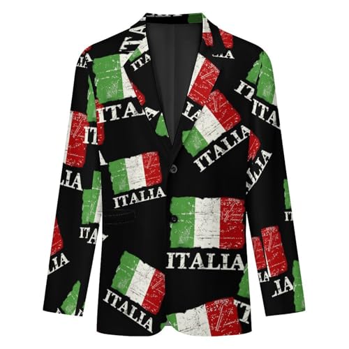 Vintage Italy Italian Flag Men's Fashion Slim Fit Casual Print Button Suit Jacket Notched Lapel Blazer4