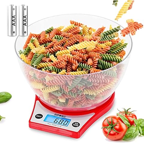 Duronic KS6000 RD RED Portable Design Digital Display Stainless Steel Round Platform 5 KG / 11 LB Kitchen Scales and Postal Scales Cover