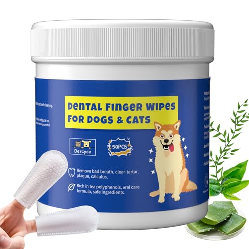 50Pcs Teeth Cleaning Wipes for Dogs & Cats, Dog Dental Care Wipes, Disposable Gentle Cleaning & Gum Care Pet Wipes