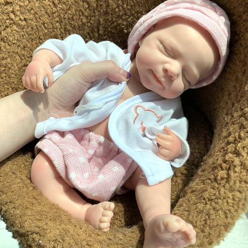 Muñeca bebé reborn de cuerpo completo de silicona 13 pulgadas miniatura 4