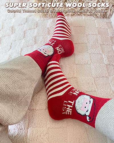 Image of IIG Cute Warm Wool Socks for Women Super Cozy Thick Crew Winter Socks Gifts, 5 Pairs