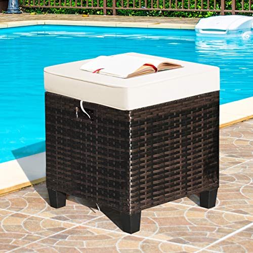 image for Tangkula 2 Pieces Outdoor Patio Ottoman, All Weather Rattan Wicker Ott