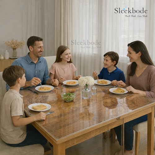 Image of 1mm Thick 36 * 84 Inch (3 * 7 Feet) Dining Table Cover 8 Seater Waterproof Heat Resistant Transparent Protector Sheet Clear Plastic Cloth Glass Mat Balcony Cover Dressing Study Small Side