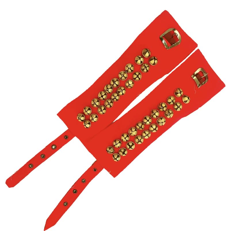 Brass 2 Line Ankle Bells Velvet Pad for Classical Bharatanatyam K...