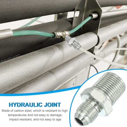 Image of PATIKIL Pipe Adapter Connector 1 /2 inch Male 74 Flare JIC x 3 /8 inch Male R Pipe Fitting 2 Pcs Oil Feed Restrictor Fitting Hydraulic Connector for Oil Steam Water Pipelines System