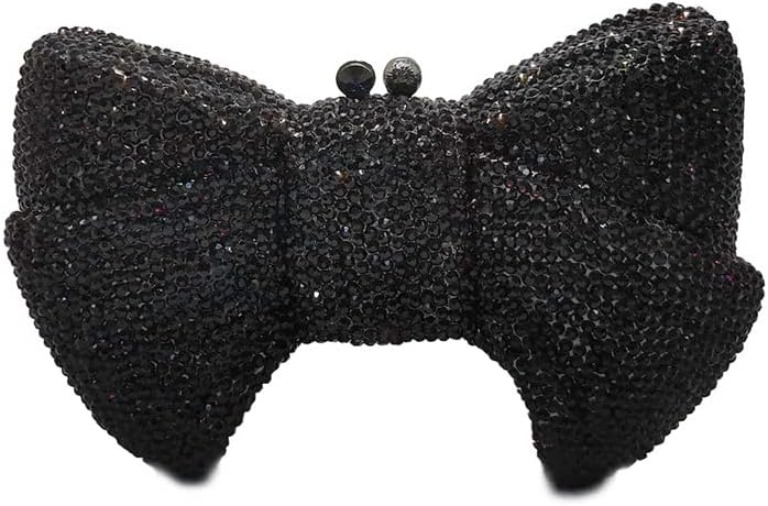 Women Luxury Bowknot Shaped Evening Clutch Sparkling Rhinestones Handbag for Banquet Wedding Party