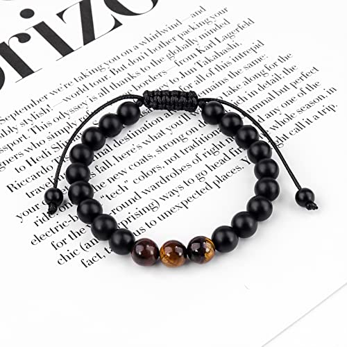 To My Man Bracelet,Adjustable Handmade Braided Natural Stone Beaded Bracele Bracelet Bracelet,Tiger Eye Black Agate Stone Beaded Bracelets For Men, For Boyfriend, Husband,Son, Grandson, Brother Gift #TOP5