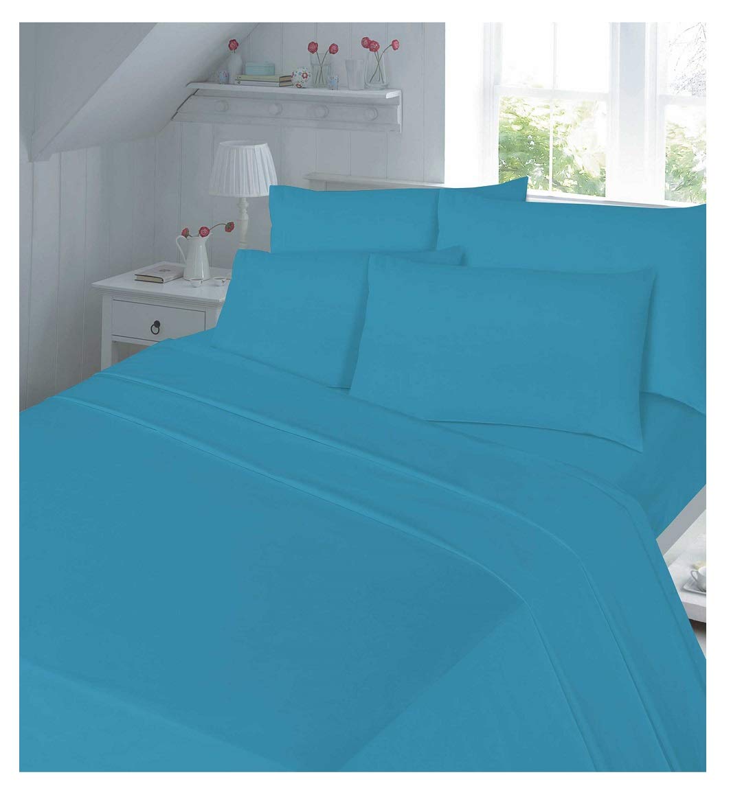 Maria Luxury Bedding & Linen Teal Quality Fitted Sheet 100% Brushed Cotton Soft Flannelette Fitted Sheet - Super King,