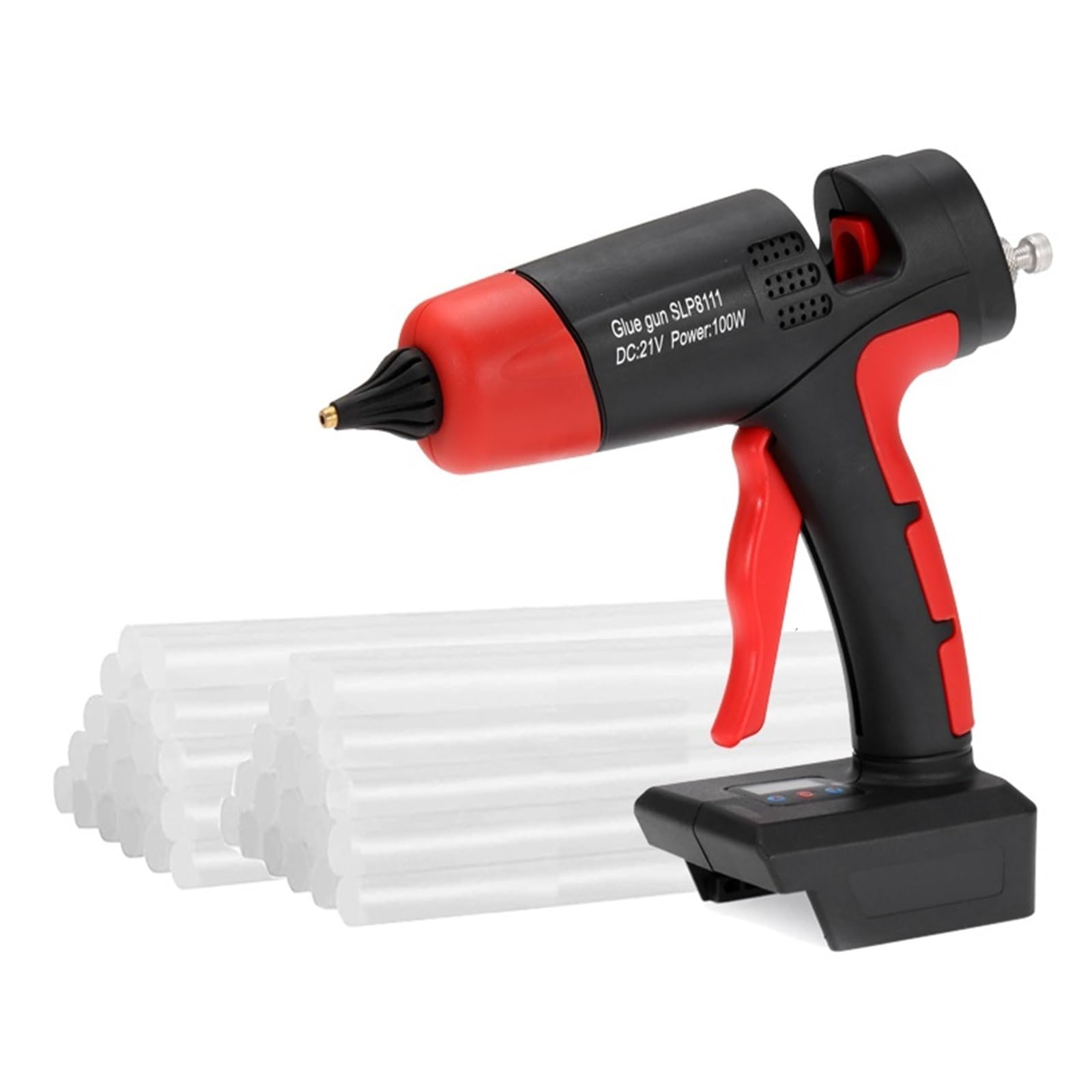 Yfdgd With 30 Glue Sticks-01 100W Electric Hot Melt Glue Gun Cordless For 21V Battery Diy Welding Air Digital Display 11Mm Sticks Quick Reliable Flow Bonding(With 30 Glue Sticks-01)