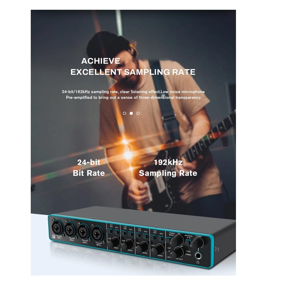 Interfaccia Audio Scheda Audio Interfaccia USB Professionale Studio di Registrazione con Preamplificatore Microfonico per Strumento Musicale