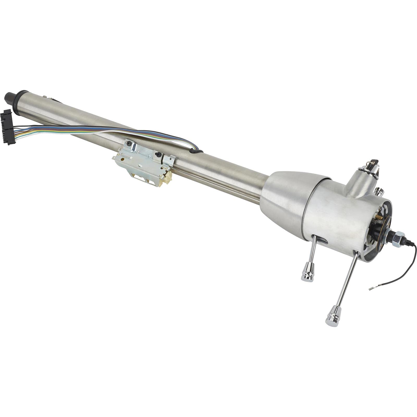 JEGS Universal Floor Shift Tilt Steering Column - 28" Length, 2" Tube, Black, Includes GM Adapter & Levers