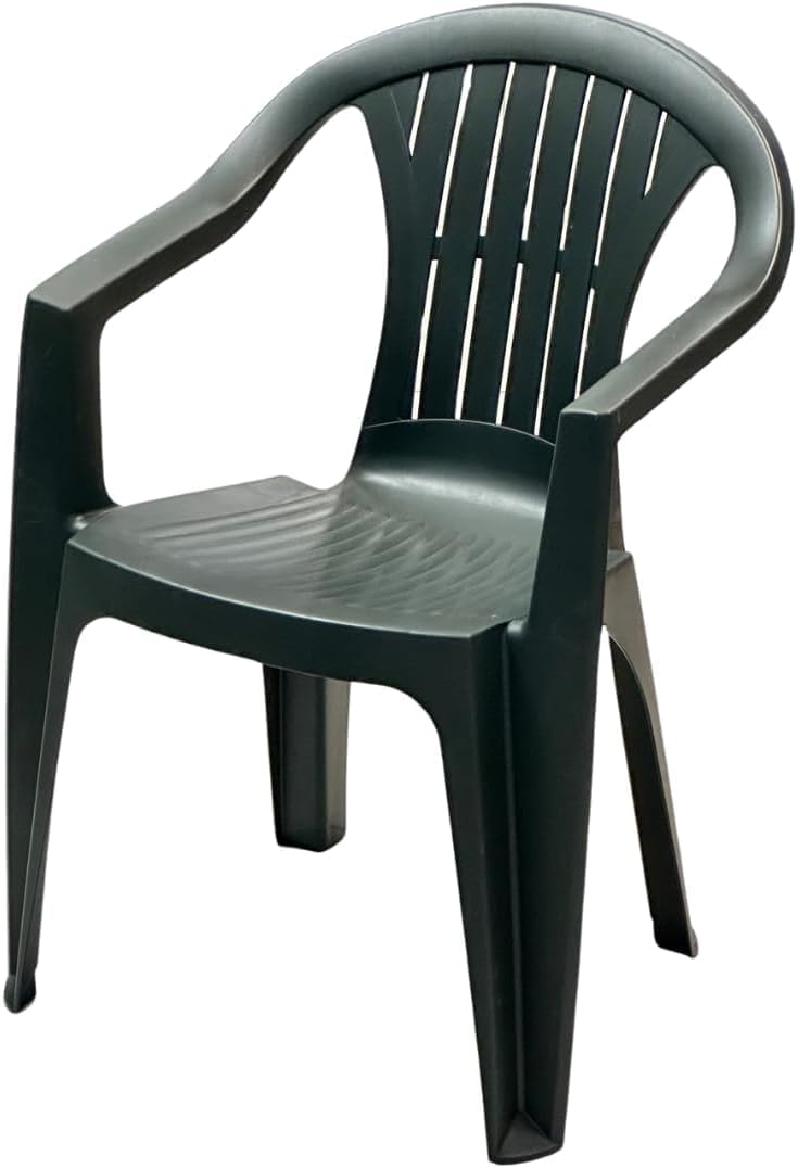 Tomaino - Chaise De Jardin en Plastique Monobloc - Lot de 6 Chaises pour Extérieur en Résine Empilables, Accoudoirs (6, Vert) …