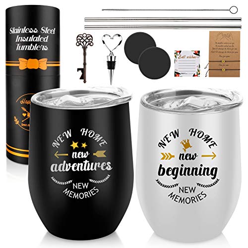 Geelfland New Home Wine Tumblers - Perfect New Home Gifts ,Engagement Gifts For Couples, Bridal Shower Gifts For Bride