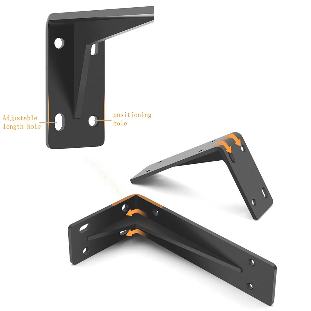 Pack of 2 Heavy-duty Shelf Brackets Comes with screws for high-strength support and space-saving installation on interior and exterior walls