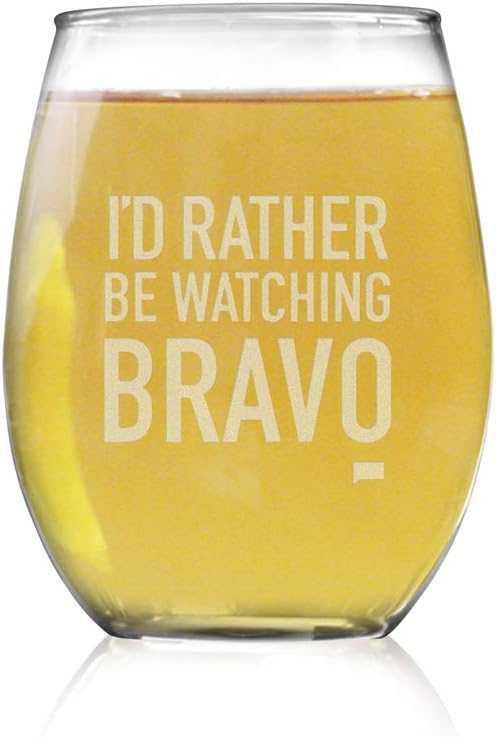 Rather Be Watching Bravo Premium Stemless Wine Glass - Set of 2