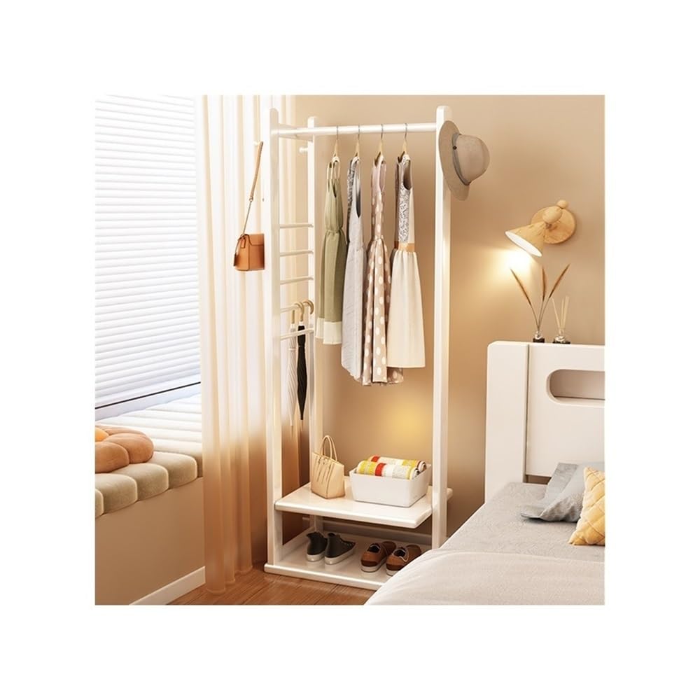 AILIUXIAOYAN Coat Rack Solid Wood Corner Coat Rack Floor Bedroom Household Clothes Hanger Corner Rack Small Apartment Coat Rack Storage Rack(White)