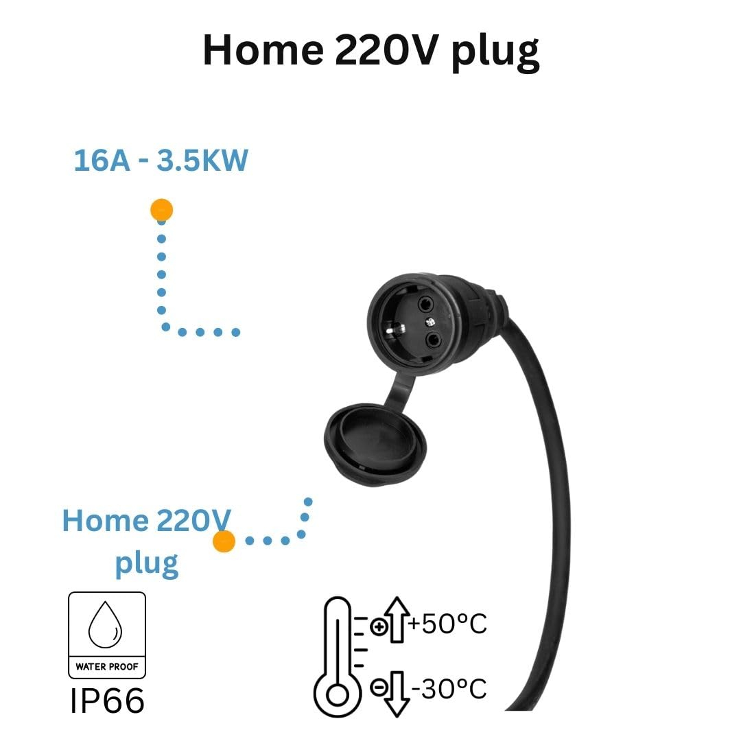 Adapter ładowania EV typu 2 na 220 V 16 A EV – konwersja stacji ładującej typu 2 na standardową wtyczkę Schuko AC