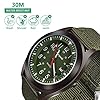 Vicloon Mens Watch, Analogue Quartz Watch, Military Watch Glow in The Dark Watches for Date Window and Green Nylon Strap Army Tactical Sports Minimalist Watches (White Window) #3
