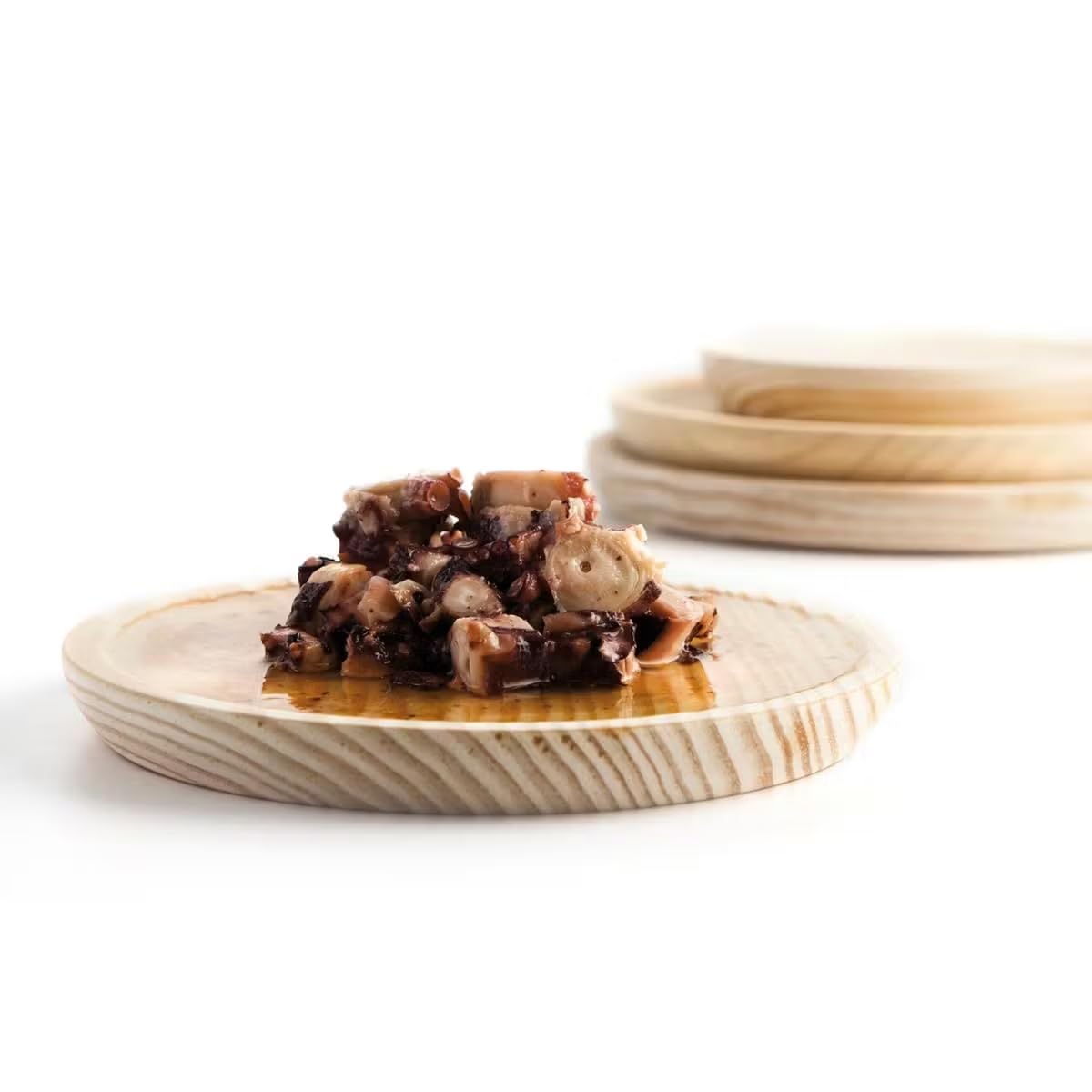 Space Home - Wooden Plates - Octopus, Cheese, Pizza, Chicken, Salad Plates - Round Pine Wood Plates - Pack of 6-20 cm - Image 3