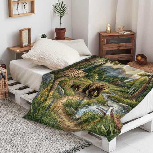 Couverture en fourrure ours plaid vert automne grand format pour lit et canapé chalet - 5