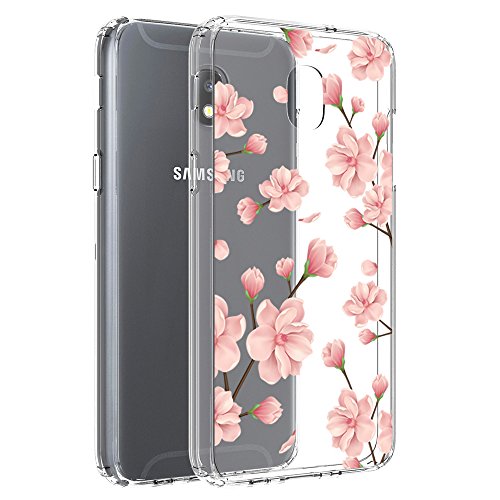 Vinve Floral Slim Case Compatible con Samsung Galaxy J3 2018, J3 V 3rd Gen, Express Prime 3, J3 Orbit,J3 Star, J3 Achieve, Amp Prime 3 (Peach Blossom)