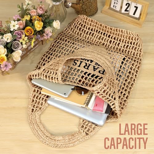 Image of Hommtina Straw Beach Bag - Womens Crossbody Shoulder Vacation Purse for Summer