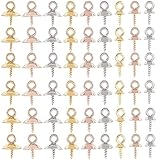 SUNNYCLUE 1 Box 90Pcs Stainless Steel Bead Caps with Loop Rings Bead Bail Caps Cup Pearl Small Screw Eye Pin Peg Bails Ends for Jewelry Making Supplies Half Drilled DIY Craft