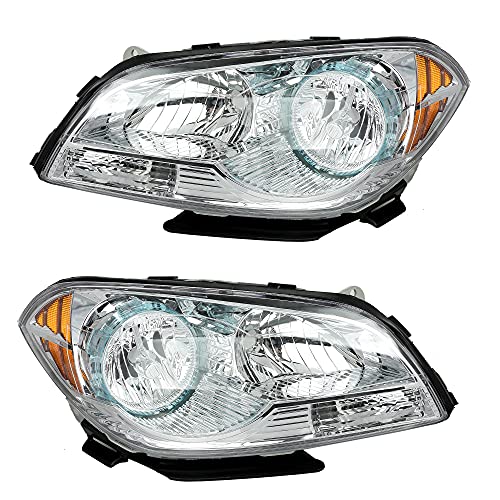 Replacement Headlights Kit Compatible with 2008-2012 Chevy Malibu LS/LT/LTZ Models, Chrome Housing