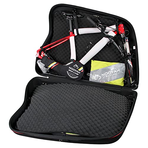 NOOYAH Bike Travel Case Hardshell Bicycle Airplane Travel Bag Lightweight & Durable Cycling EVA Pod with TSA Lock for Road and MTB Bikes Transport (Black)