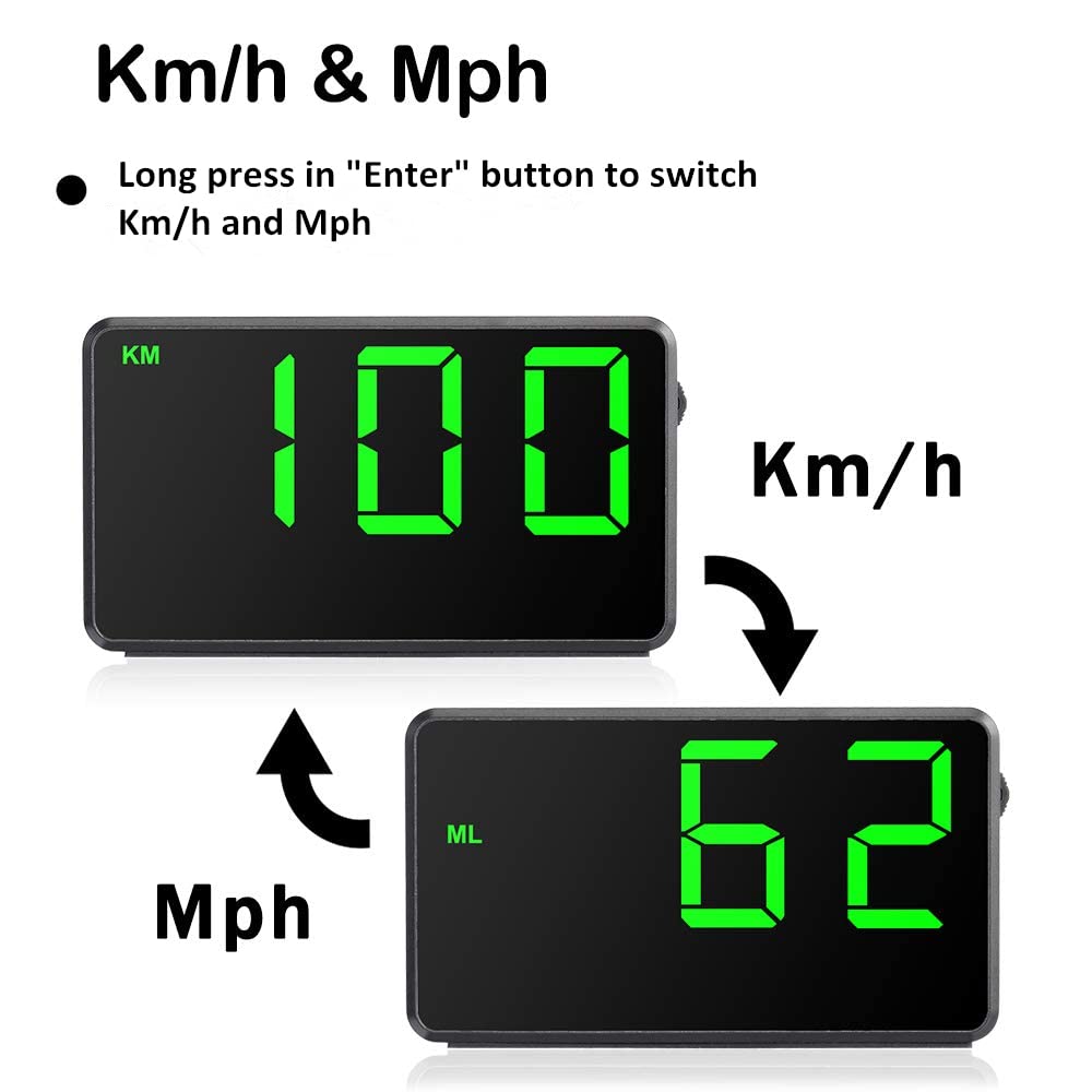 Velocímetro digital GPS para coches, medidor de viaje HUD MPH, medidor de viaje para camiones, carrito de golf, todos los vehículos, pantalla grande de 4.5 pulgadas, cable USB Plug & Play
