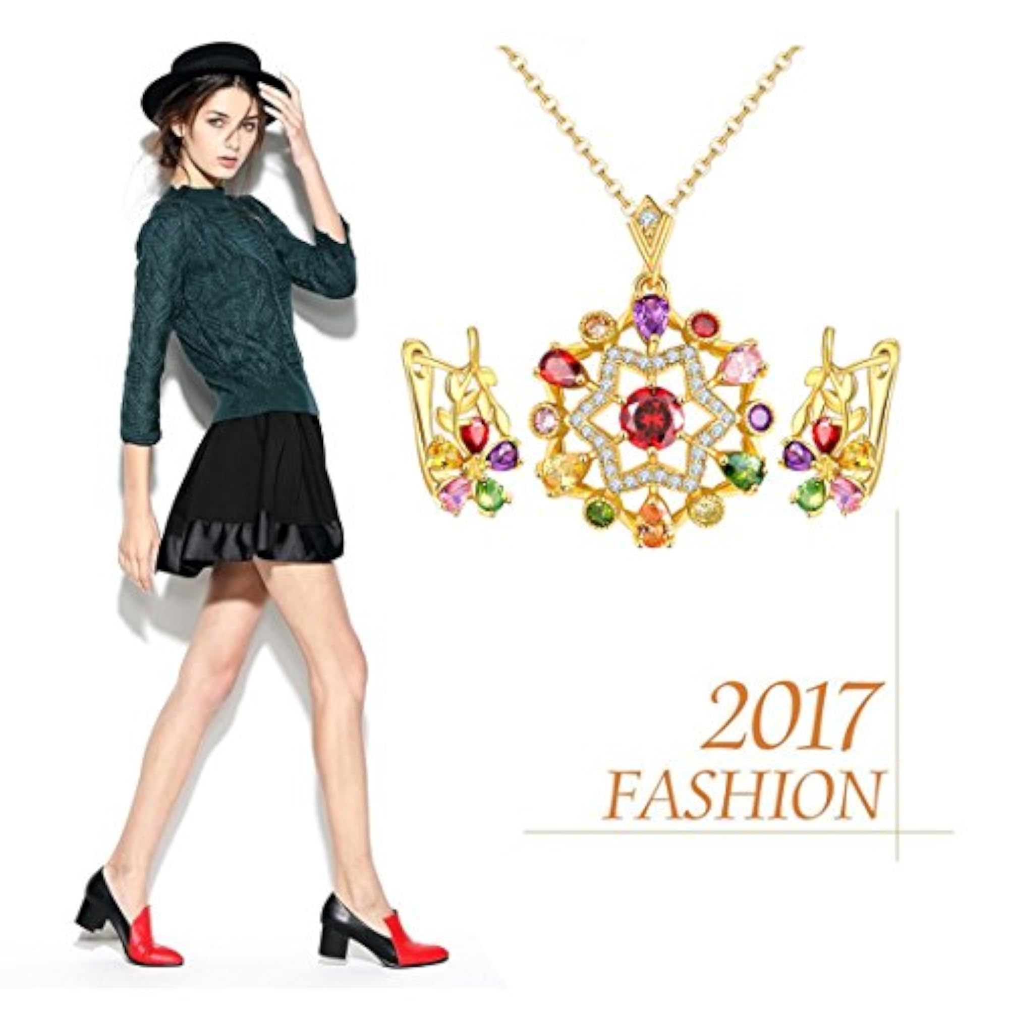 Luxuria Sparkling Colors AAA Swiss Cubic Zirconia Pendant Set