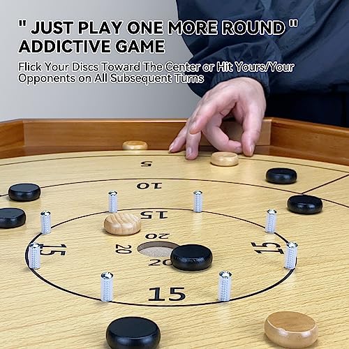 Juego de mesa Crokinole de 30 pulgadas madera miniatura 6