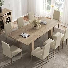 Halitaa Extendable Dining Room Table for 6-10 Person, 55 to 78 Rustic Expandable Rectangle Dining Table, Meeting for Small Kitchens, Dining Office Areas, Oak