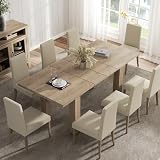 Halitaa Extendable Dining Room Table for 6-10 Person, 55'' to 78'' Rustic Expandable Rectangle Dining Table, Meeting for Small Kitchens, Dining Office Areas, Oak