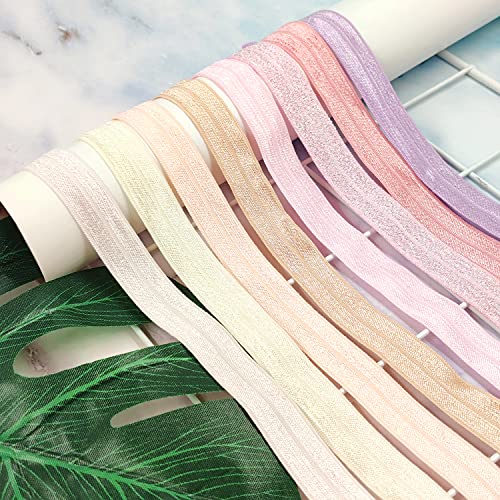 Teemico 50 Yards Elastic Stretch Foldover Ribbon Nylon Ribbon Rubber Band For Hair Ties Headbands,(15Mm Width, Purple) #TOP7