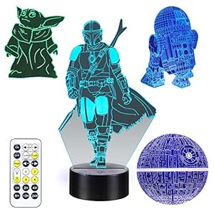 Star Wars 3D Illusion Lamp for Kids, 4 Patterns 3D Night Light with Timing Remote Control and 16 Color Changing Decor…