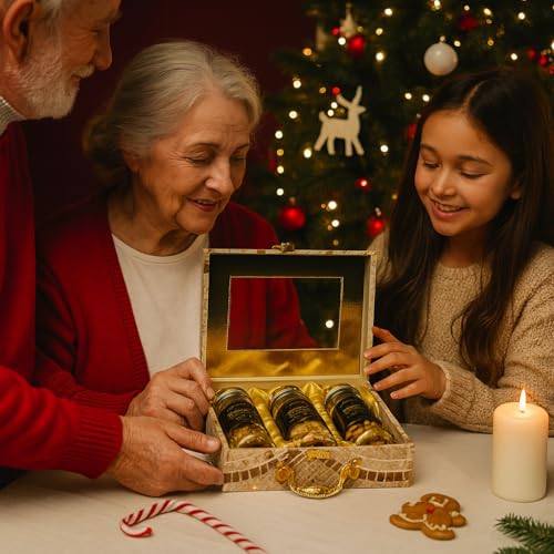 Image of Purevida Premium Dry Fruits Gift Box | Festive Pack of 6 Jars (Almonds, Cashews, Raisins) | 100% Natural, No Preservatives | Luxury Christmas & New Year Hamper | Corporate & Festive Gifting (300g)