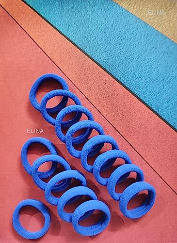 Image of Elina 100 Blue Elastic Ponytail Holder Hair Rubber Ties Head Bands Soft Cotton Thick Thin Hair Wear for School Girls, Kids, Women Accessories (Pack of 100)(Blue)