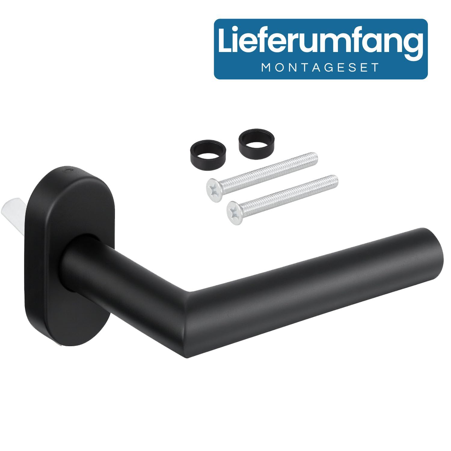 Stahlia Fenstergriff Schwarz - matt Edelstahl (8 Stück) Fensterolive Rasterolive Fensterbeschlag Fenstergarnitur Edelstahl Balkontürgriff Innen inkl. Befestigungsmaterial