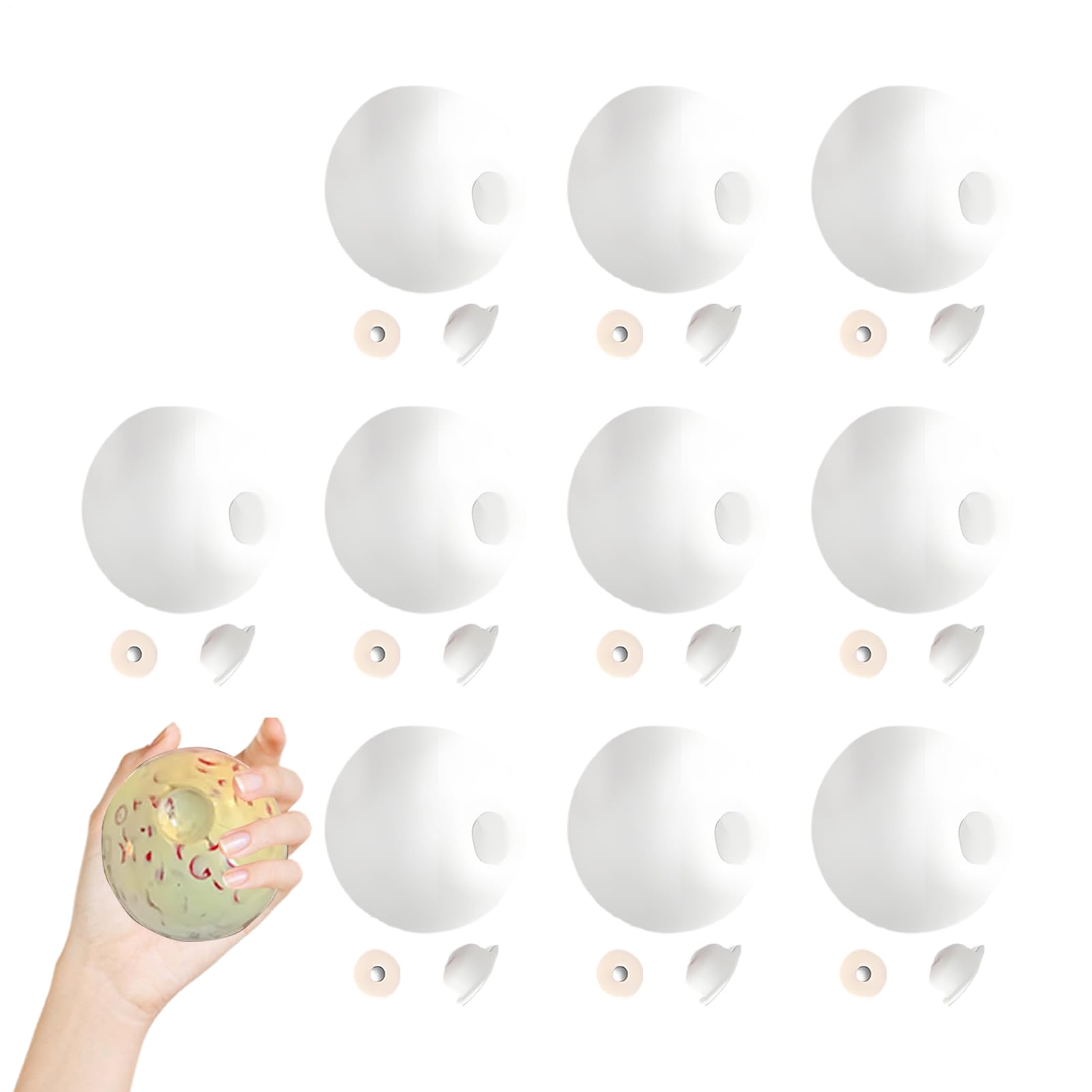 10 Pieces Blank Squishy Maker Kit, Milky Blank Skins Empty Stress Ball Kit, Vacuum Squishy Stress Balls Expander Tool with Empty Skinbase, Balls Fidget Toys for Kids & Adults