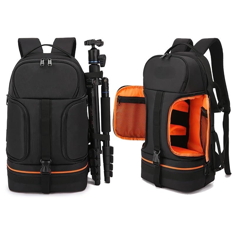 Borsa Reflex Zaino for fotocamera reflex digitale professionale, grande borsa fotografica, supporto for treppiede, copertura antipioggia impermeabile, escursioni all'aperto(Orange)