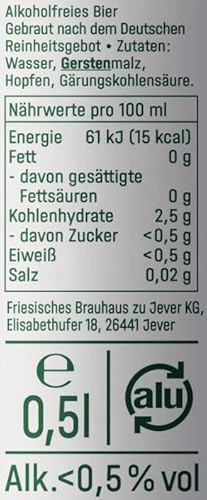 Jever Fun Alkoholfreies Bier 24x0,50 Liter Dosen EINWEG. Ohne Zucker, voller Geschmack. 12 Liter Gesamt